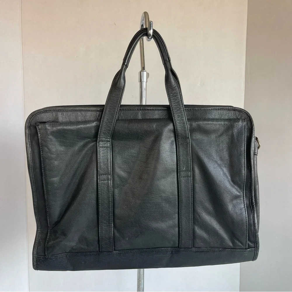 Heritage Expandable Portfolio Computer Black Cowhide Leather Bag #12215B